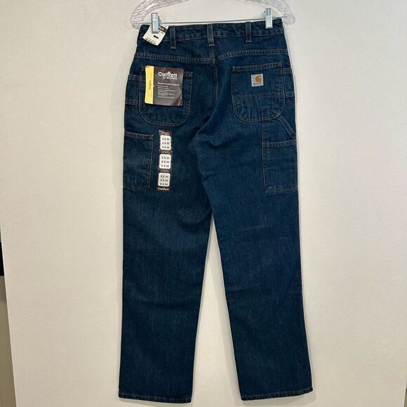 Carhartt Women’s Washed Denim Dungaree Work Jeans 6 x 32 – Midrise Bootcut Workw - Picture 3 of 12